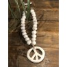 collier faïence brut peace & love ( blanc )